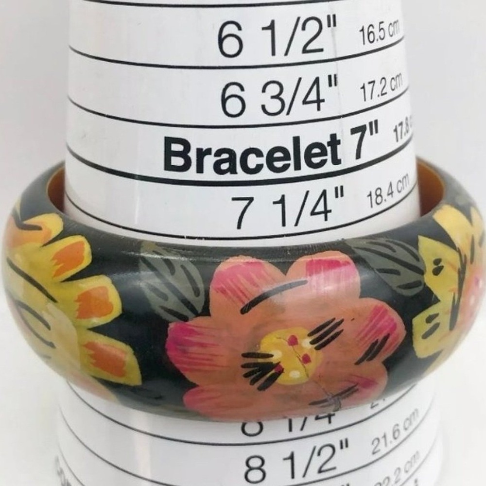 Unbranded Hand Painted Wood Bangle Bracelet Set Women OS Multicolor Boho Stack - Picture 6 of 8